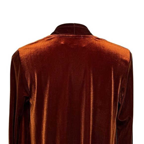 W5 velvet open front jacket with tie cuffs in a deep fall rust color size S - Picture 8 of 10